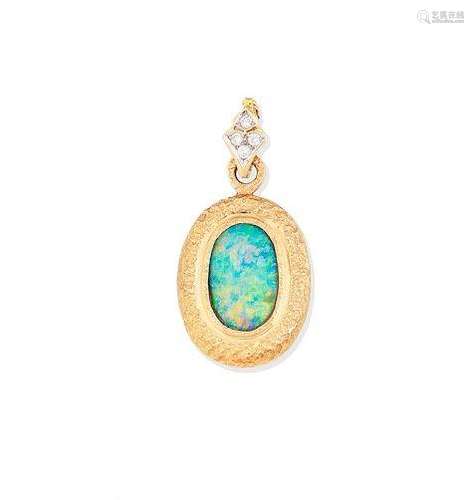 An opal and diamond pendant