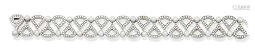 A cultured pearl and diamond bracelet, by Chopard