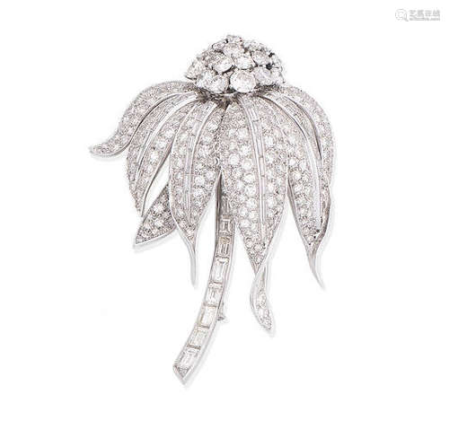 A diamond flower brooch, circa 1960