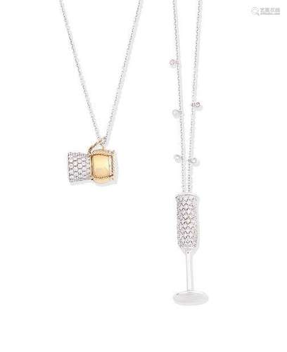 (4) Two novelty diamond pendant necklaces, by Roberto Coin