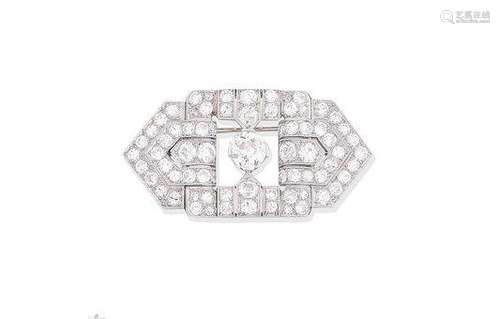 A diamond plaque brooch