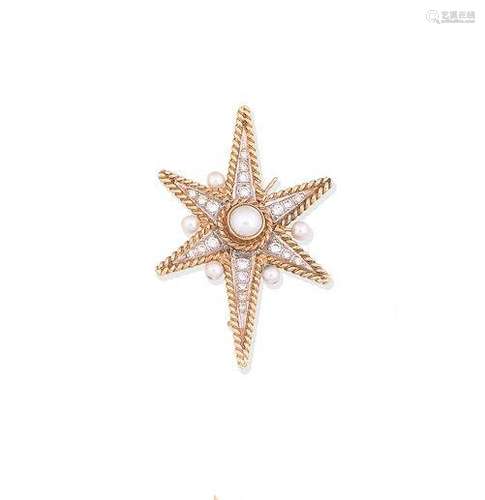 A cultured pearl and diamond brooch, by Deakin & Francis, 1993