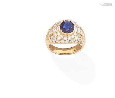 A sapphire and diamond ring