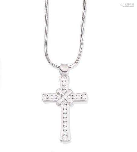 A diamond cross pendant necklace, by Boodles