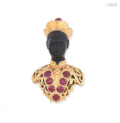 A gem set Moor brooch, by Nardi