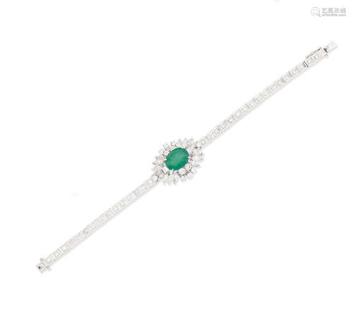 An emerald and diamond bracelet