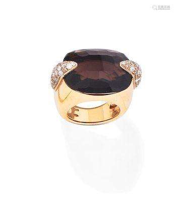 A smokey quartz and diamond dress ring, by Pomellato