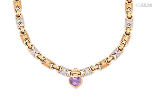 An amethyst, ruby and diamond necklace