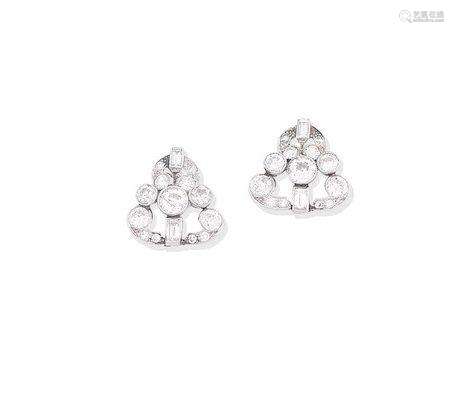 A pair of diamond earrings