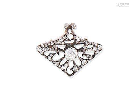 A diamond brooch/pendant, circa 1900