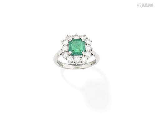 An emerald and diamond ring, 1975