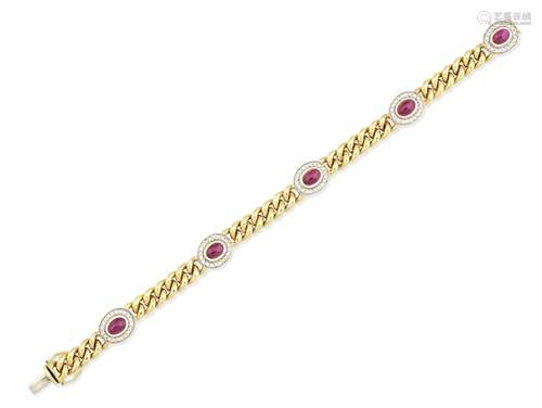 A ruby and diamond bracelet