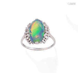 An opal and diamond ring