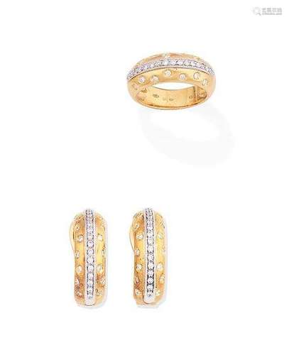 (2) A diamond ring and earclip suite