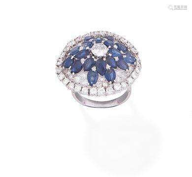 A sapphire and diamond dress ring