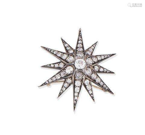 A diamond star brooch/pendant, circa 1890