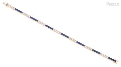 A sapphire and diamond bracelet