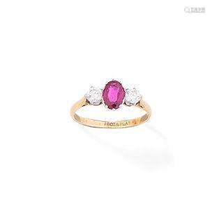 A ruby and diamond ring