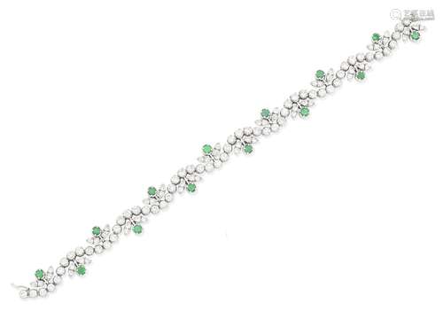 An emerald and diamond bracelet