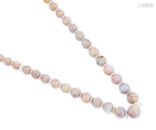 An opal bead and rock crystal necklace