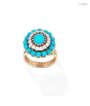 A turquoise and diamond ring