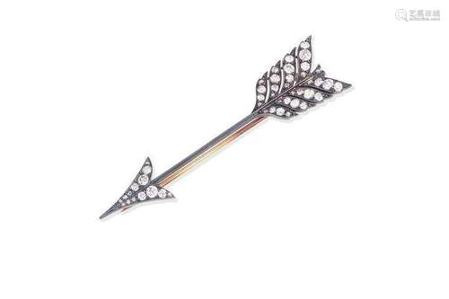 A diamond arrow brooch, circa 1890