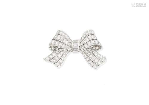 A diamond bow brooch