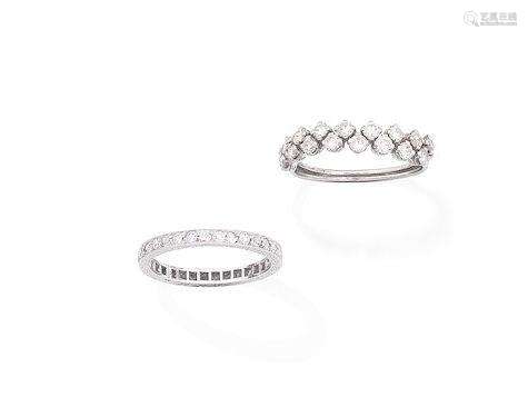 (2) A diamond half-hoop ring and a diamond eternity ring