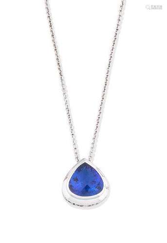 A tanzanite and diamond pendant necklace