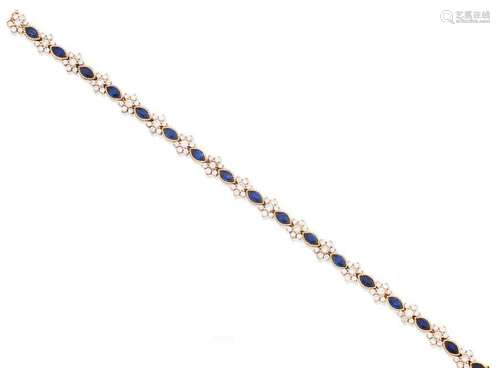 (2) A sapphire and diamond necklace and bracelet