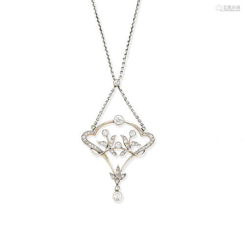 An Art Nouveau diamond pendant necklace, circa 1900