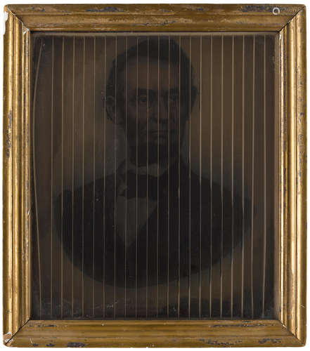 Hand colored lithographic prints of Abraham Lincoln, Philip Sheridan and Ulysses S. Grant, each separated into 25 mm strips and reconstructed to create a 