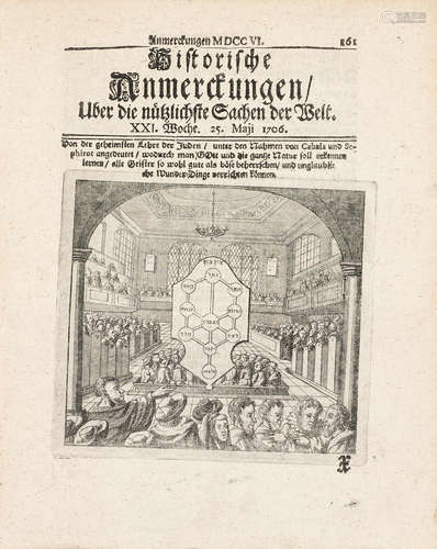 Historisch Anmerdungen uber die nuklichste Sachen der Welt.  XXI, book 25. May, 1706. GERMAN PERIODICAL WITH KABBALA 