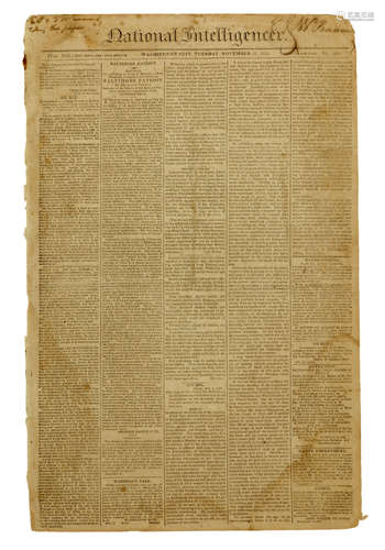 National Intelligencer Vol XIII, No 1898. Washington City: November 17, 1812. PROSPECTUS FOR THE BALTIMORE PATRIOT. 