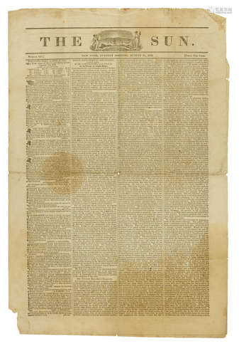 The Sun, number 615.   New York: August 25, 1835. THE GREAT MOON HOAX.