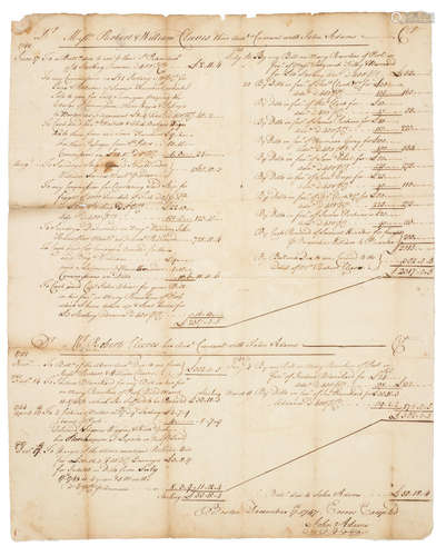 Autograph Manuscript of merchant John Adams,  RIOTS IN BOSTON, 1747.