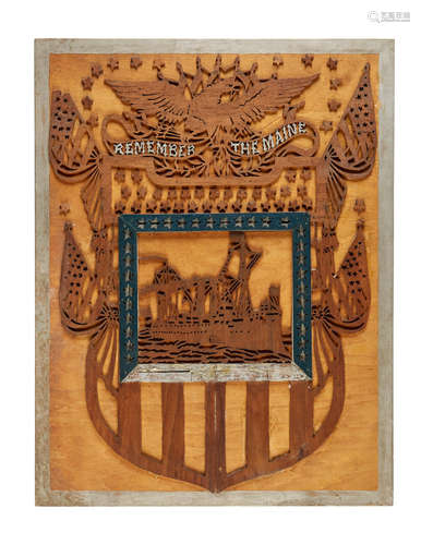 Scroll-cut wood plaque, 