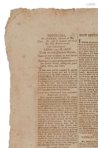 National Intelligencer and Washington Advertiser, Vol VII, No 1065. Washington City: Samuel Harrison Smith, August 12, 1807. LEWIS AND CLARK PUBLICATION ANNOUNCEMENT. 