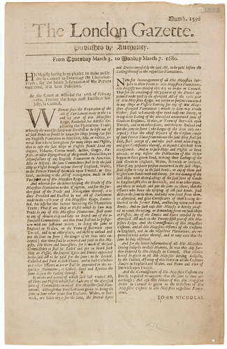 Order in Council to Encourage the Plantation Trade In London Gazette, No 1596, March 7, 1680.  REGULATION OF THE PLANTATION TRADE IN THE AMERICAS.