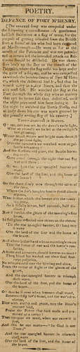 The Yankee, vol II, no 41.   Boston: Rowe & Hooper, October 7, 1814. EARLY, FULL PRINTING OF THE STAR-SPANGLED BANNER.