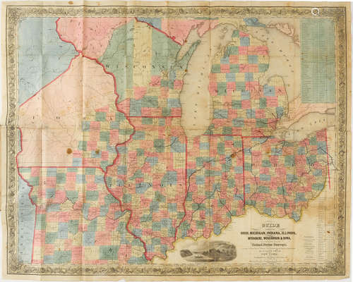 The Western Tourist and Immigrant's Guide Through the States of Ohio, Michigan, Indiana, Illinois, and Missouri.... New York: J.H. Colton, 1846. MAPS OF THE MIDWEST. COLTON, J.H.