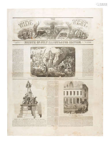 The Wide West: Fourth of July Illustrated Edition. San Francisco: W.W. Kurtz & Co., July 4, 1856. LAVISHLY ILLUSTRATED SAN FRANCISCO VIGILANCE COMMITTEE NEWSPAPER.