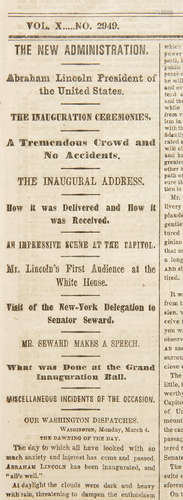 Lincoln's First Inaugural Address. In New York Times, Vol X, No 2949, March 5, 1861. LINCOLN'S FIRST INAUGURAL ADDRESS.