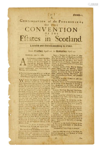 A Proclamation declaring WILLIAM and MARY King and Queen of England, &c. to be King and Queen of Scotland. in A Continuation of the Proceedings of the Convention of Estates in Scotland, No 11.  CROWNING OF WILLIAM AND MARY, 1689.