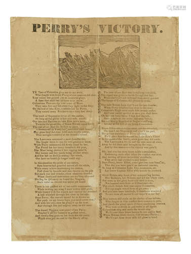 Perry's Victory.   Boston: Sold Wholesale and Retail corner of Cross & Fulton Sts, [c.1813]. PERRY'S VICTORY ON LAKE ERIE.