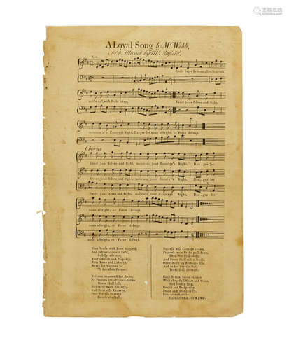 Arise brave Britons all: A Loyal Song. [London: c.1756.] FRENCH AND INDIAN WAR: MUSICAL BROADSIDE. ATFIELD AND WEBB.