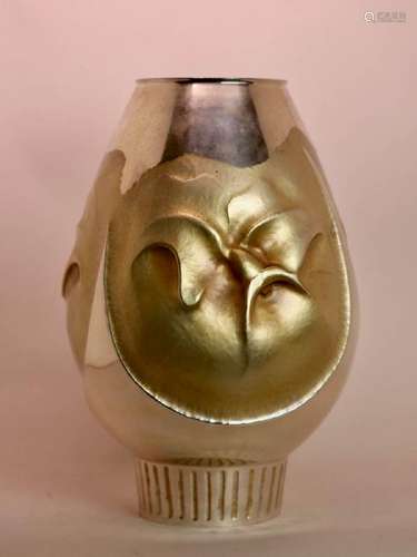 Japanese Sterling Silver Art DÃ©cor Vase - Peony