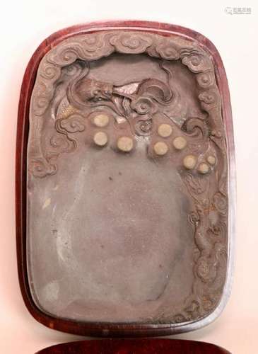 Chinese Duan Inkstone - Dragon Chasing Pearl