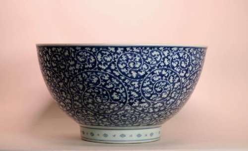 Large Japanese Arita Porcelain Blue White Bowl