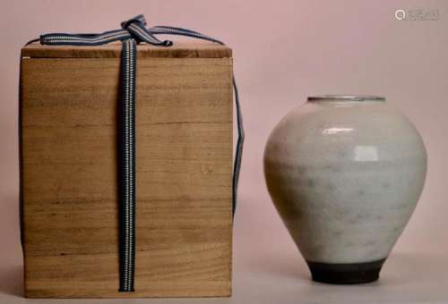 Japanese Pottery Vase Imitating Jun Glaze - with Box